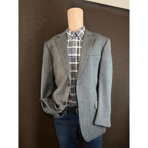 Joseph & Feiss Gold Sport Coat Mens 42R Lambswool Gray‎ Herringbone Blazer
